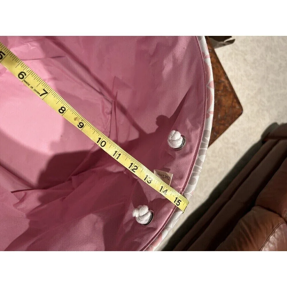 TM Designs Pink/Gray Damask Canvas Storage with Rope Handles Organization Bin